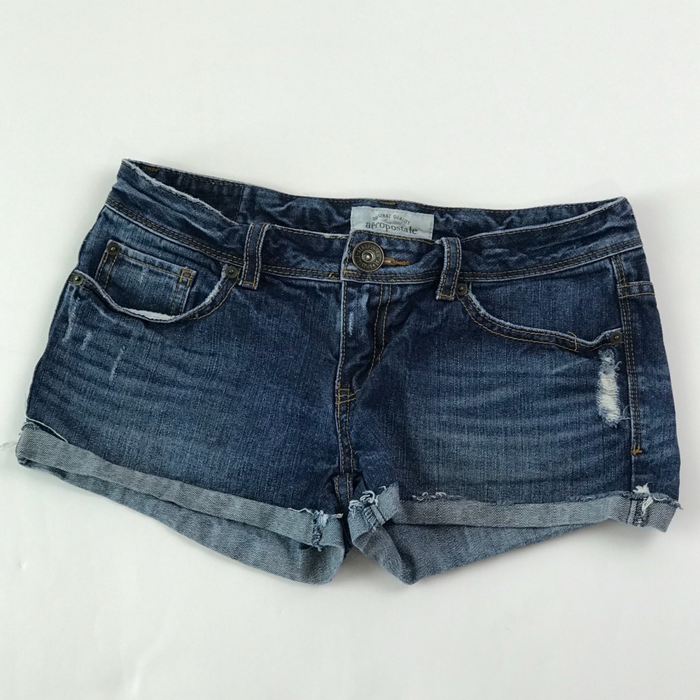 Aeropostale Jean Shorts Distressed Dark Wash